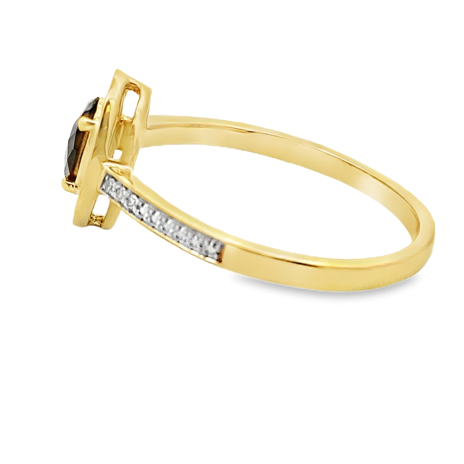 Natural .42ct Quartz Diamond Ring 10KT Yellow Gold by Bids.com