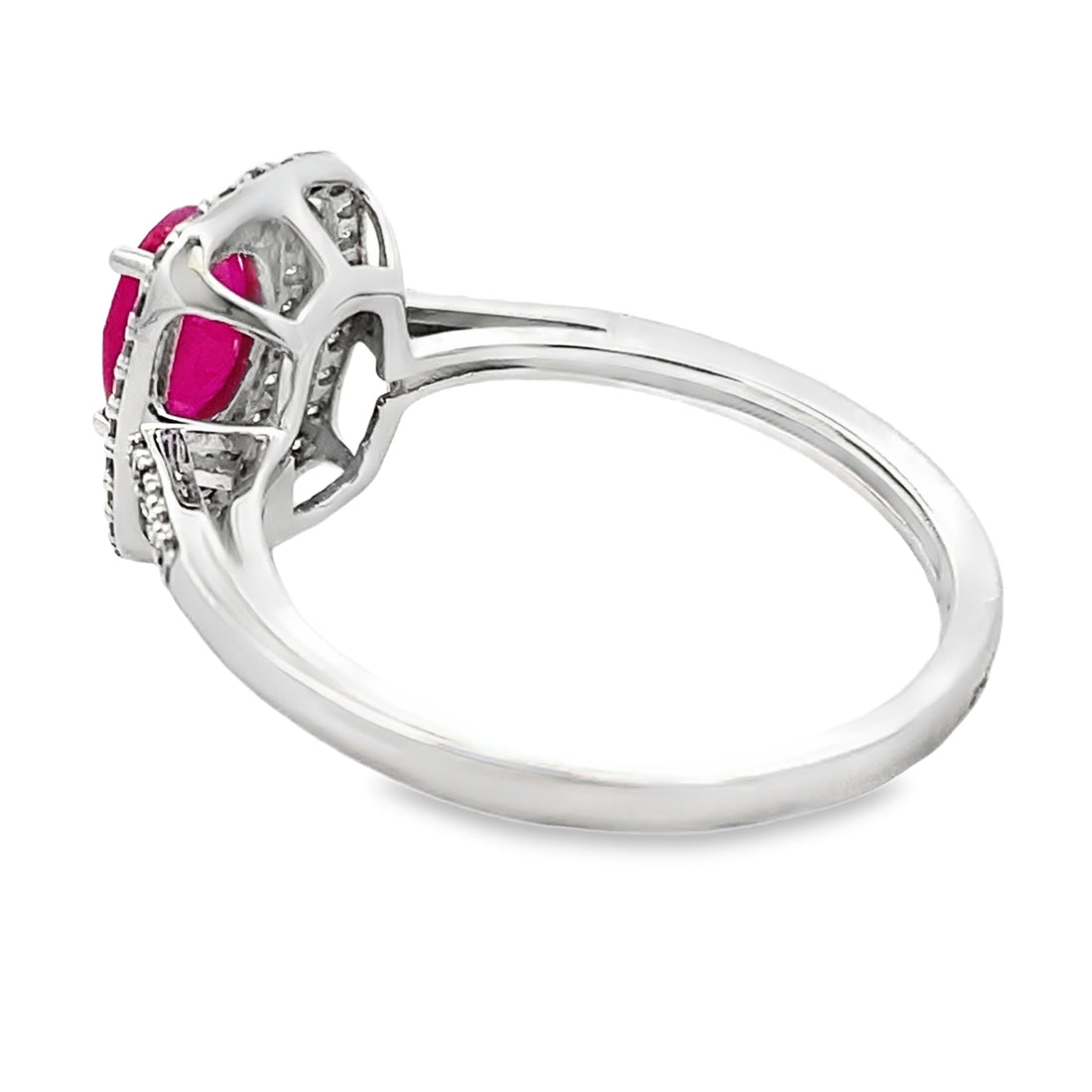 Genuine 1.29ct Ruby Diamond Ring 10KT White Gold by Bids.com