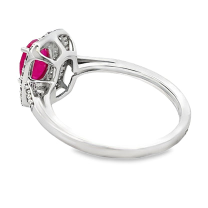 Genuine 1.29ct Ruby Diamond Ring 10KT White Gold by Bids.com