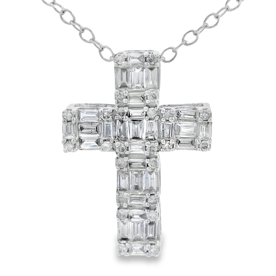 .50ct Diamond Cross Religious Pendant 10KT White Gold by Bids.com