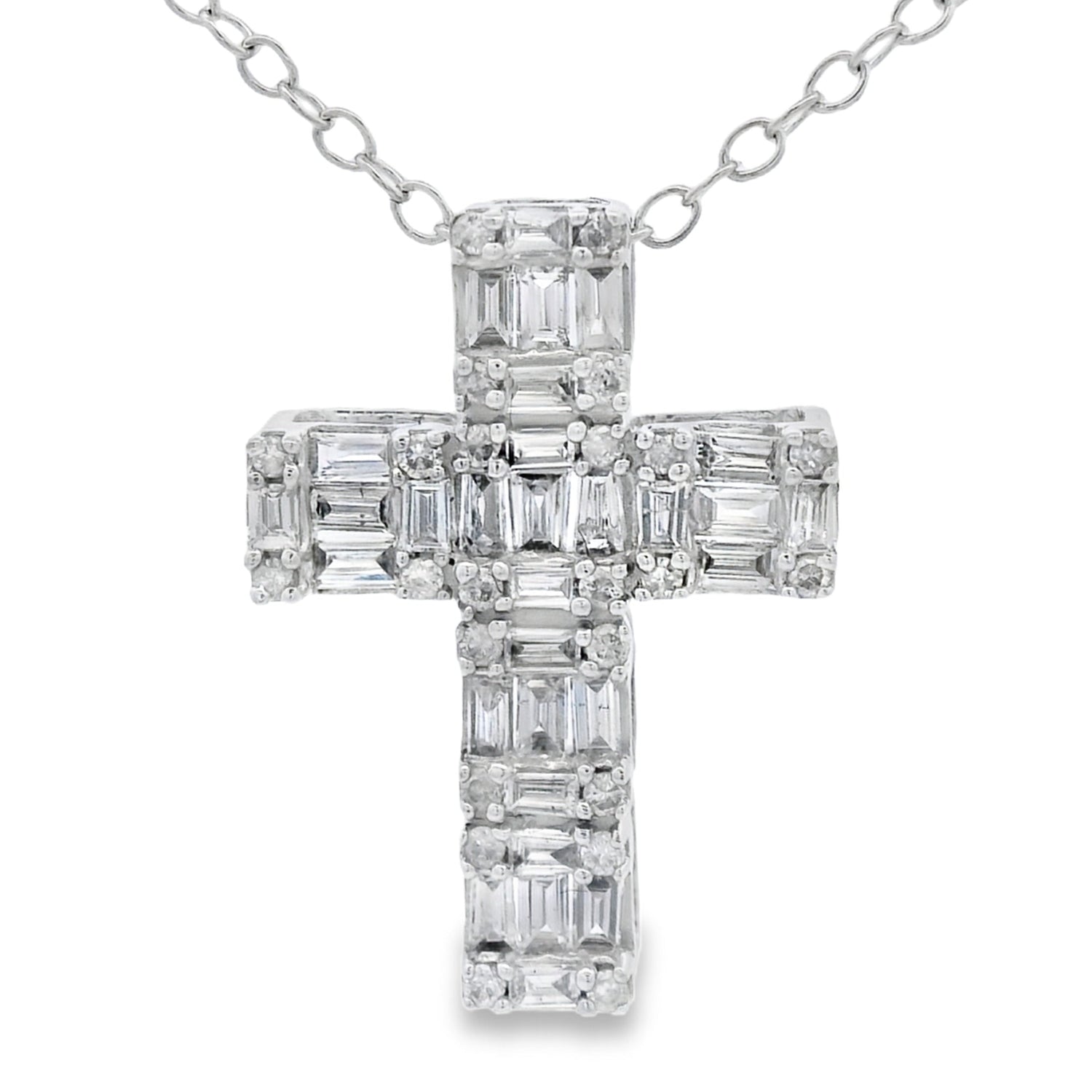 .50ct Diamond Cross Religious Pendant 10KT White Gold by Bids.com