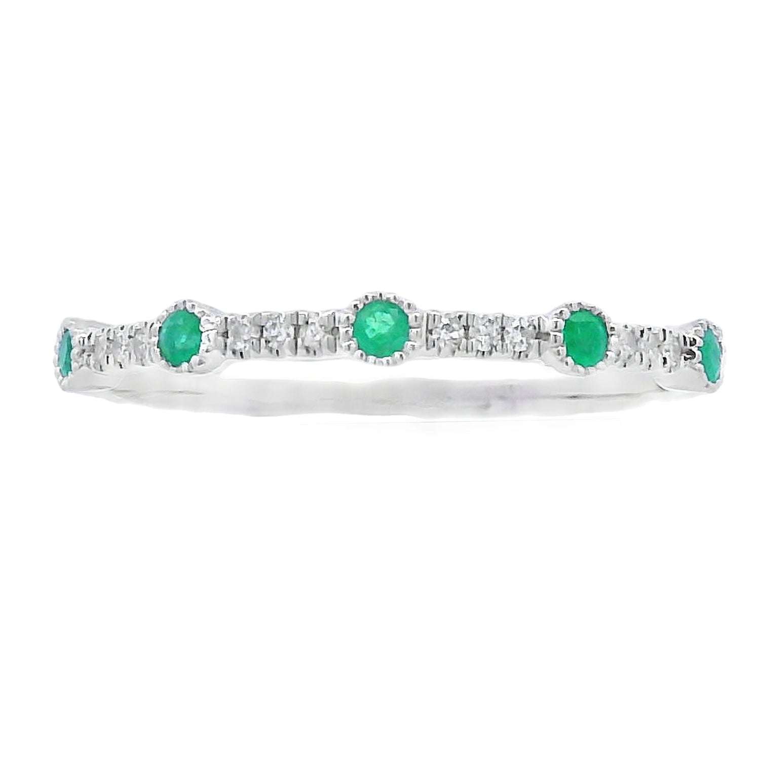 Emerald Diamond stackable band set 14KT White Gold by Bids.com