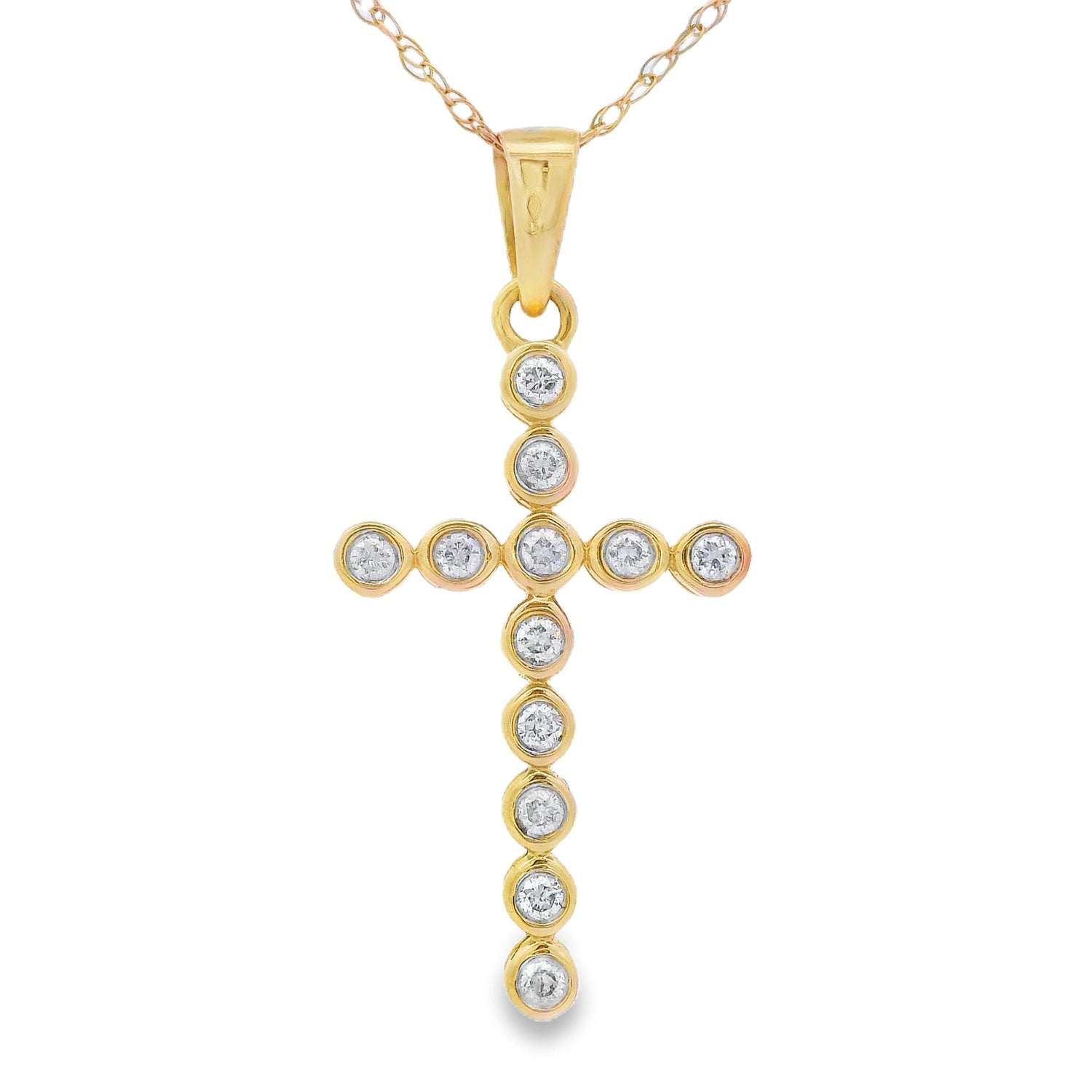 .12ct Diamond Cross Religious Pendant 14KT Yellow Gold by Bids.com