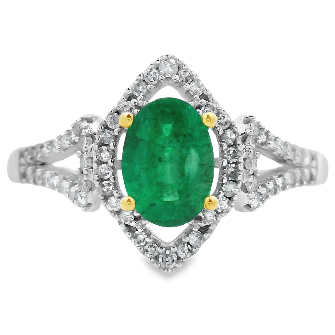 Genuine .94ct Emerald Diamond Ring 14KT White Gold by Bids.com