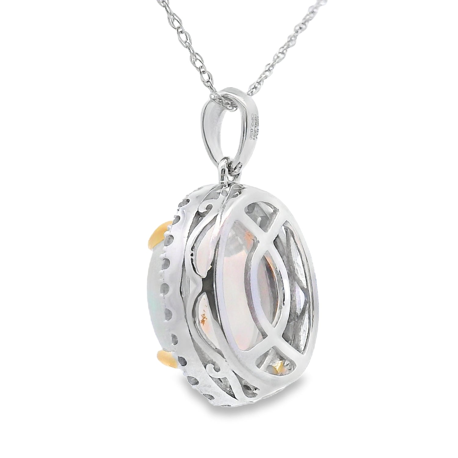 2.39ct Opal Diamond Fashion Pendants 10KT White Gold by Bids.com