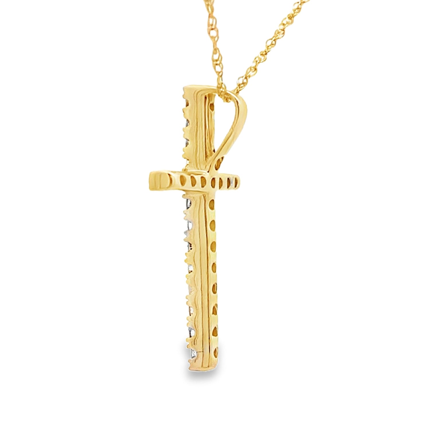 .19ct Diamond Cross Religious Pendant 14KT Yellow Gold by Bids.com