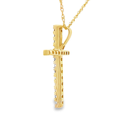 .19ct Diamond Cross Religious Pendant 14KT Yellow Gold by Bids.com