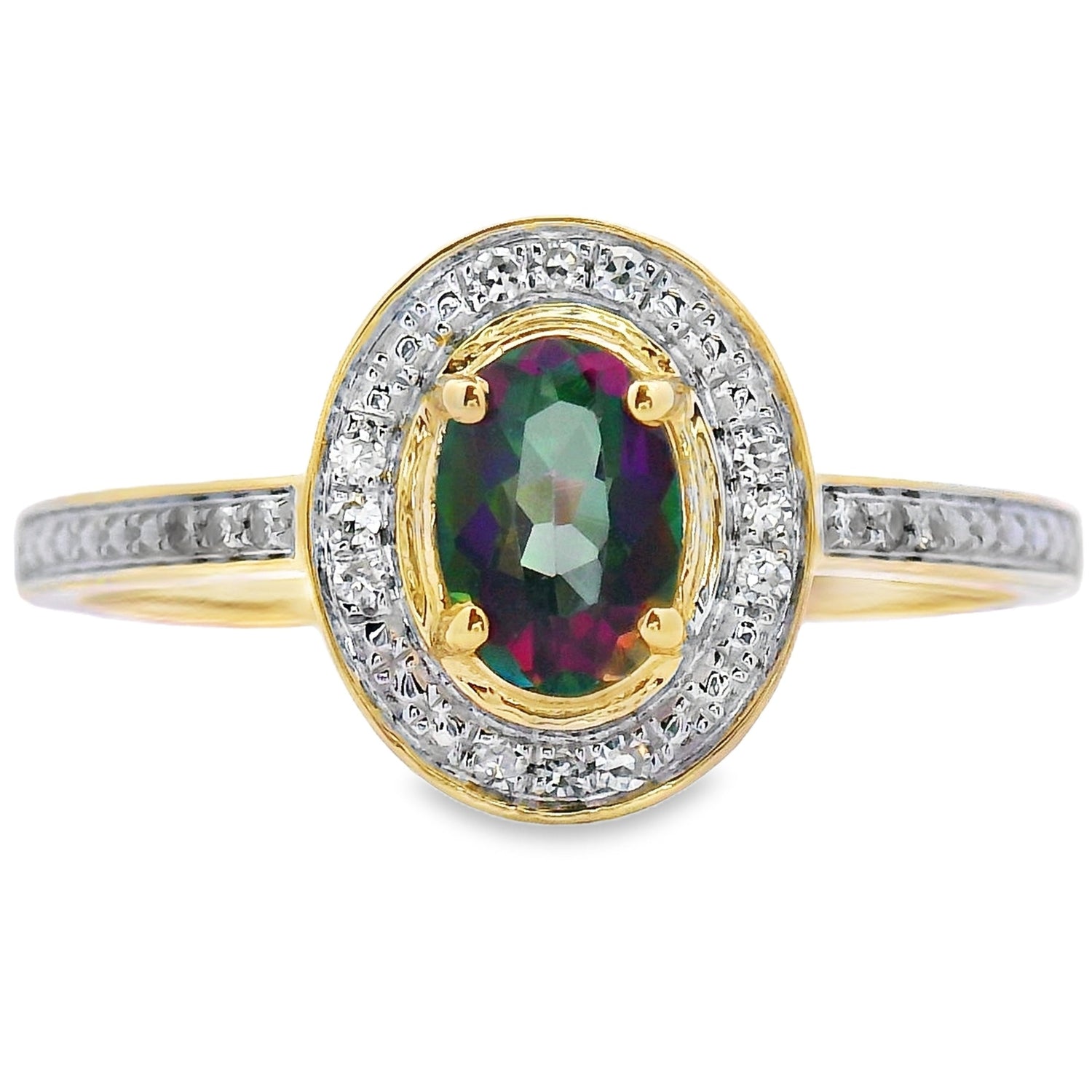 .59ct Mystic Fire Topaz Diamond Ring 10KT Yellow Gold by Bids.com