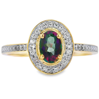 .59ct Mystic Fire Topaz Diamond Ring 10KT Yellow Gold by Bids.com