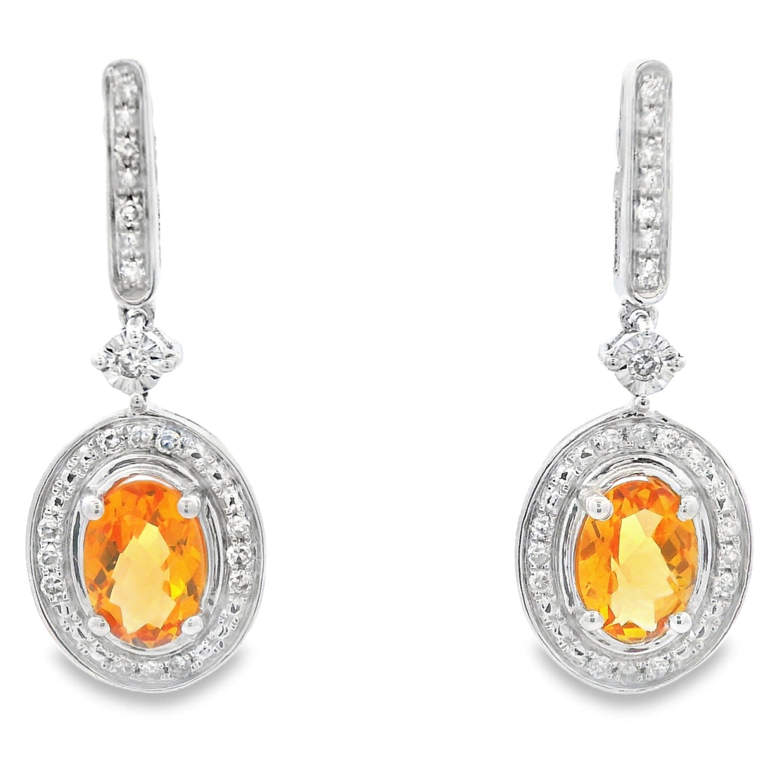 1.06ct Citrine Diamond Dangle Earrings 10KT White Gold by Bids.com