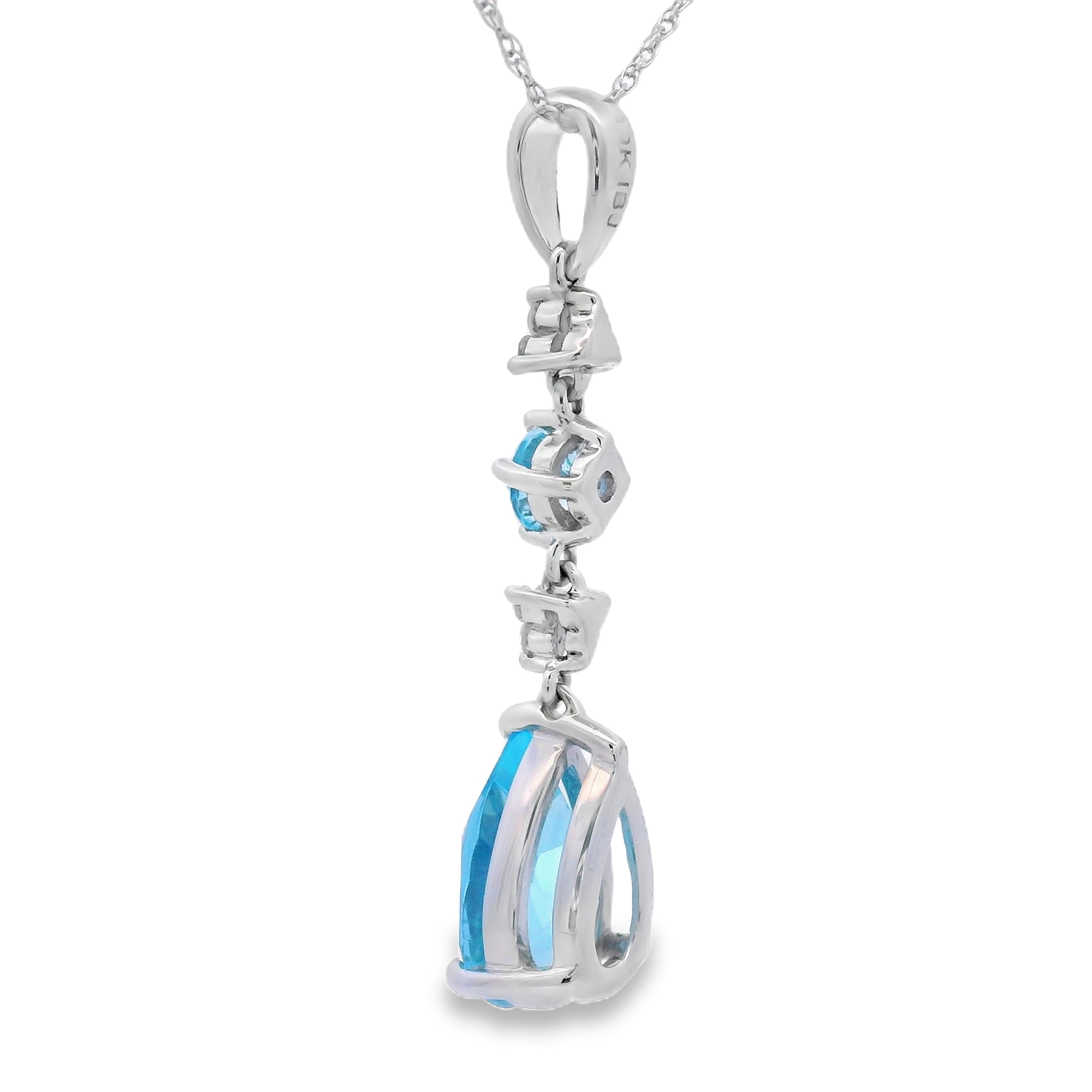 Blue Topaz Diamond Fashion Pendants 10KT White Gold by Bids.com