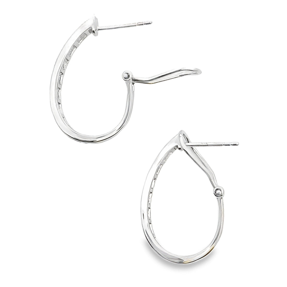 Genuine 1.00ct Diamond Hoop Earrings 14KT White Gold by Bids.com