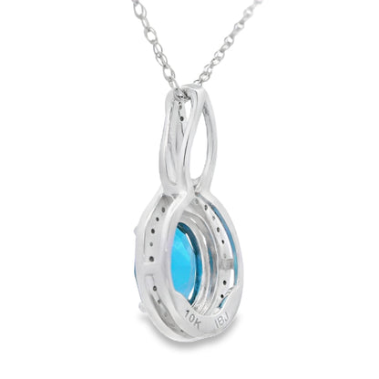 London Blue Topaz Fashion Pendants 10KT White Gold by Bids.com
