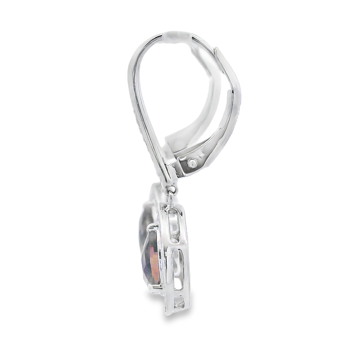 .87ct Quartz Diamond Dangle Earrings 10KT White Gold by Bids.com