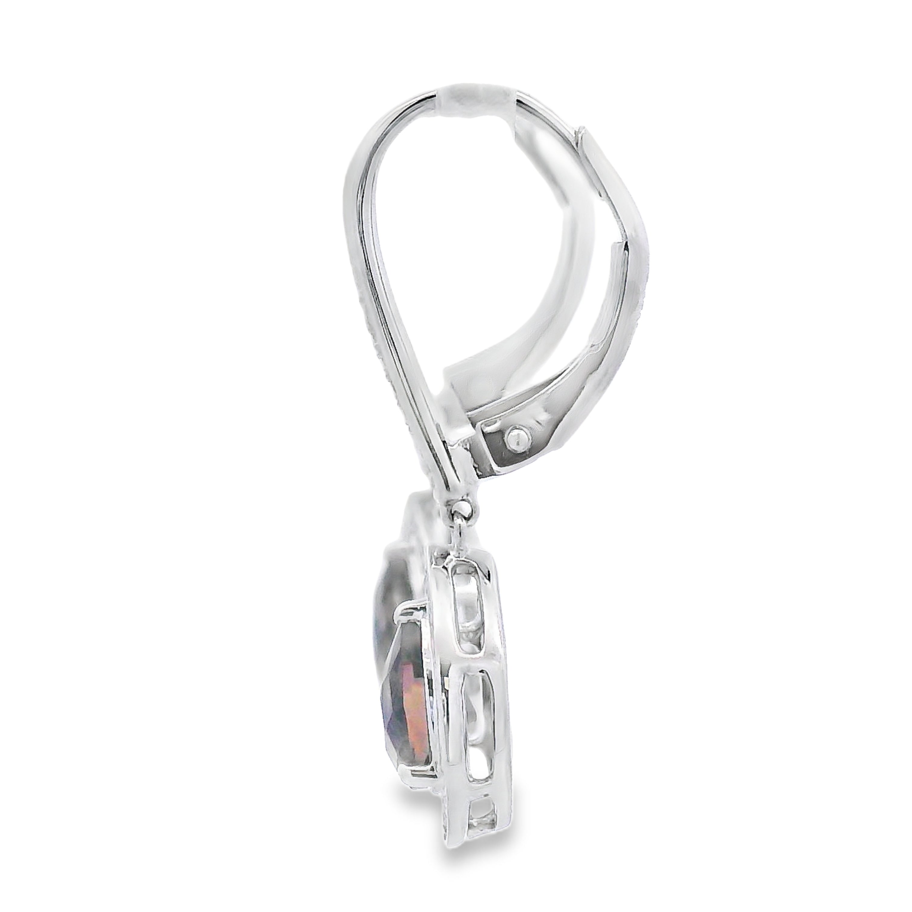 .87ct Quartz Diamond Dangle Earrings 10KT White Gold by Bids.com