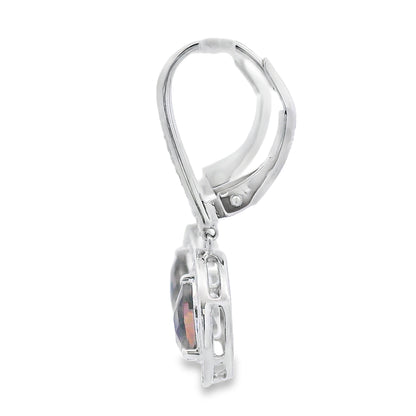 .87ct Quartz Diamond Dangle Earrings 10KT White Gold by Bids.com