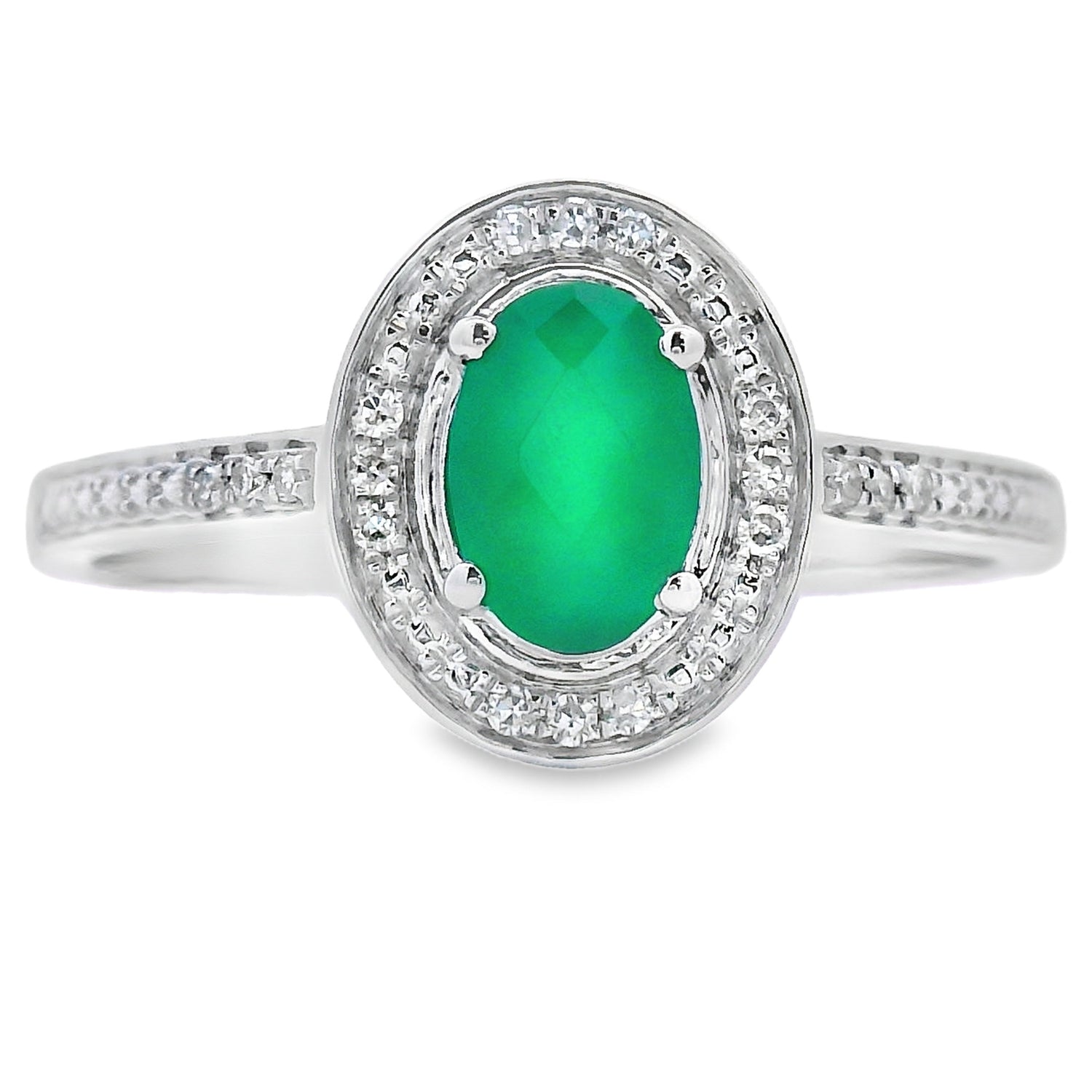 Genuine .53ct Chalcedony Diamond Ring 10KT White Gold by Bids.com