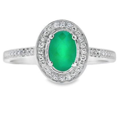 Genuine .53ct Chalcedony Diamond Ring 10KT White Gold by Bids.com