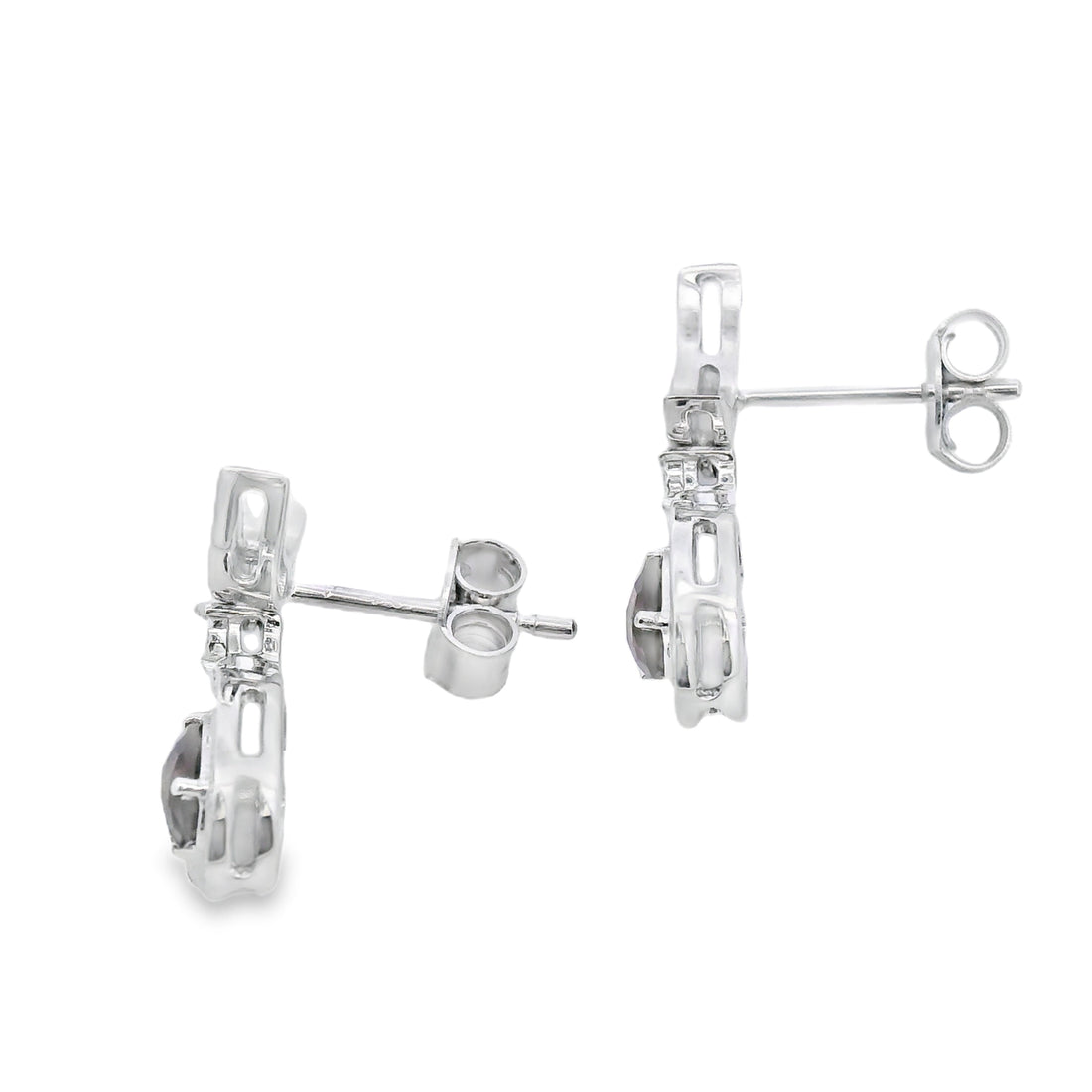 .47ct Quartz Diamond Dangle Earrings 10KT White Gold by Bids.com