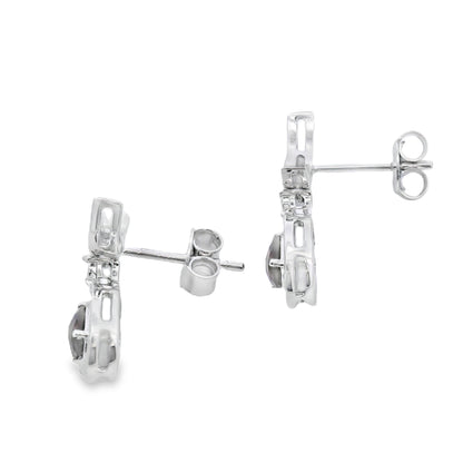 .47ct Quartz Diamond Dangle Earrings 10KT White Gold by Bids.com