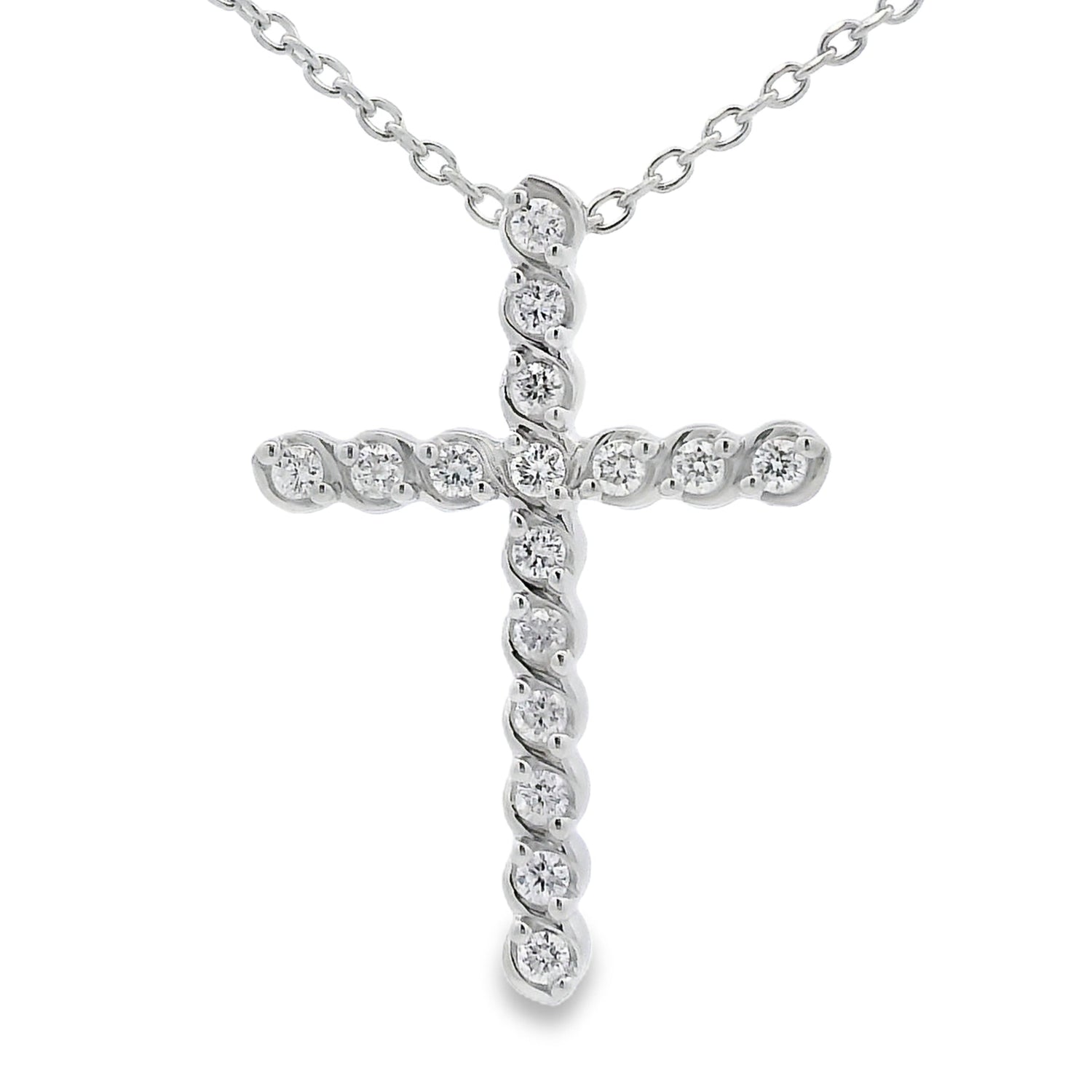 Genuine .50ct Cross Religious Pendant Sterling Silver by Bids.com