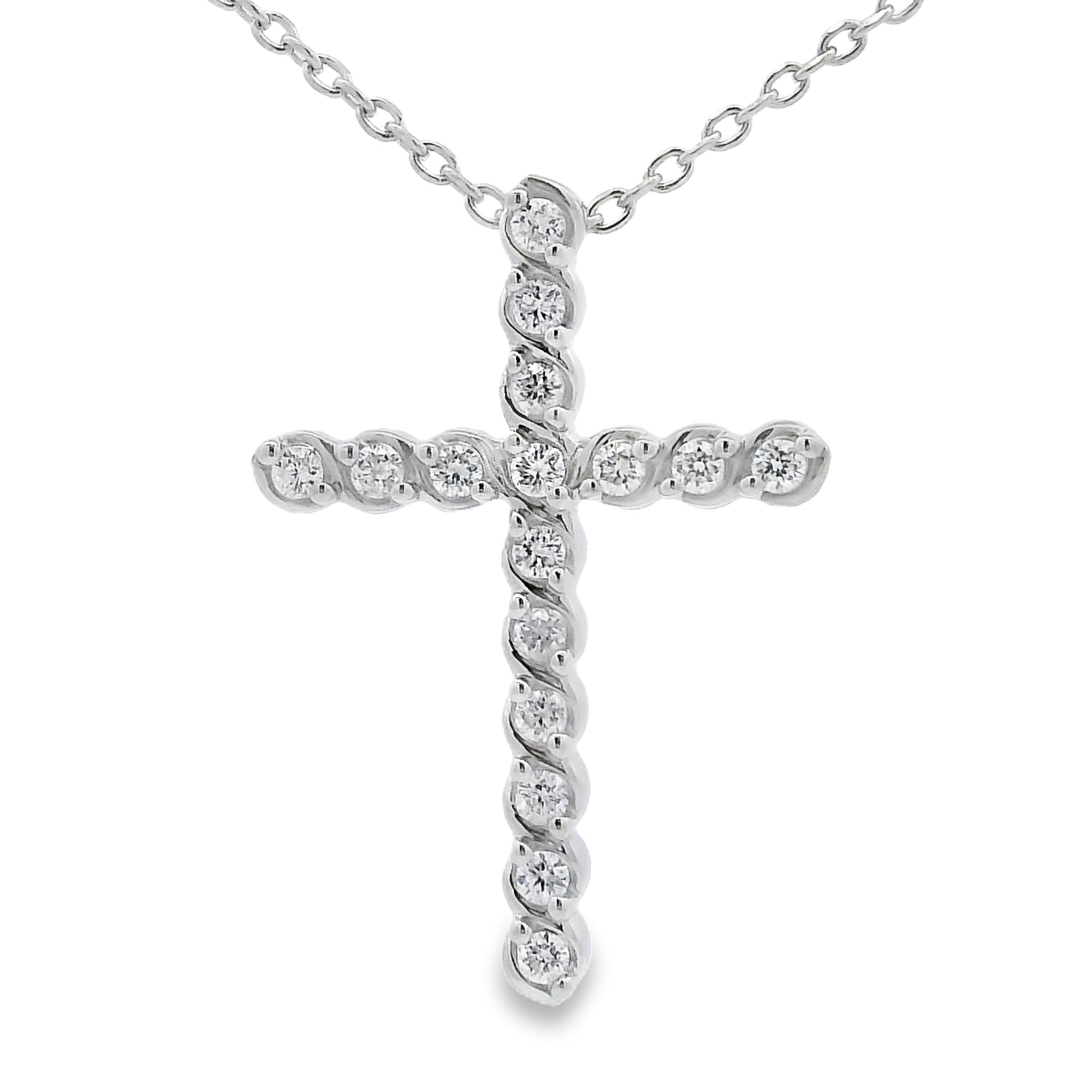 Genuine .50ct Cross Religious Pendant Sterling Silver by Bids.com