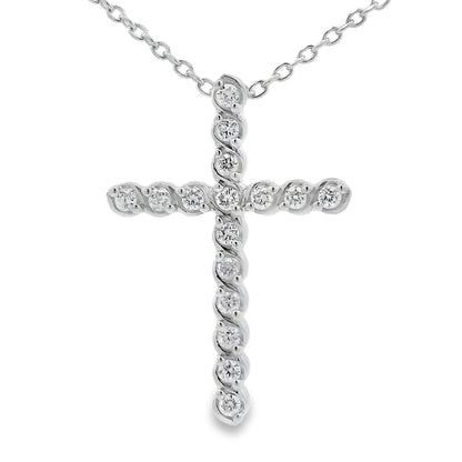 Genuine .50ct Cross Religious Pendant Sterling Silver by Bids.com