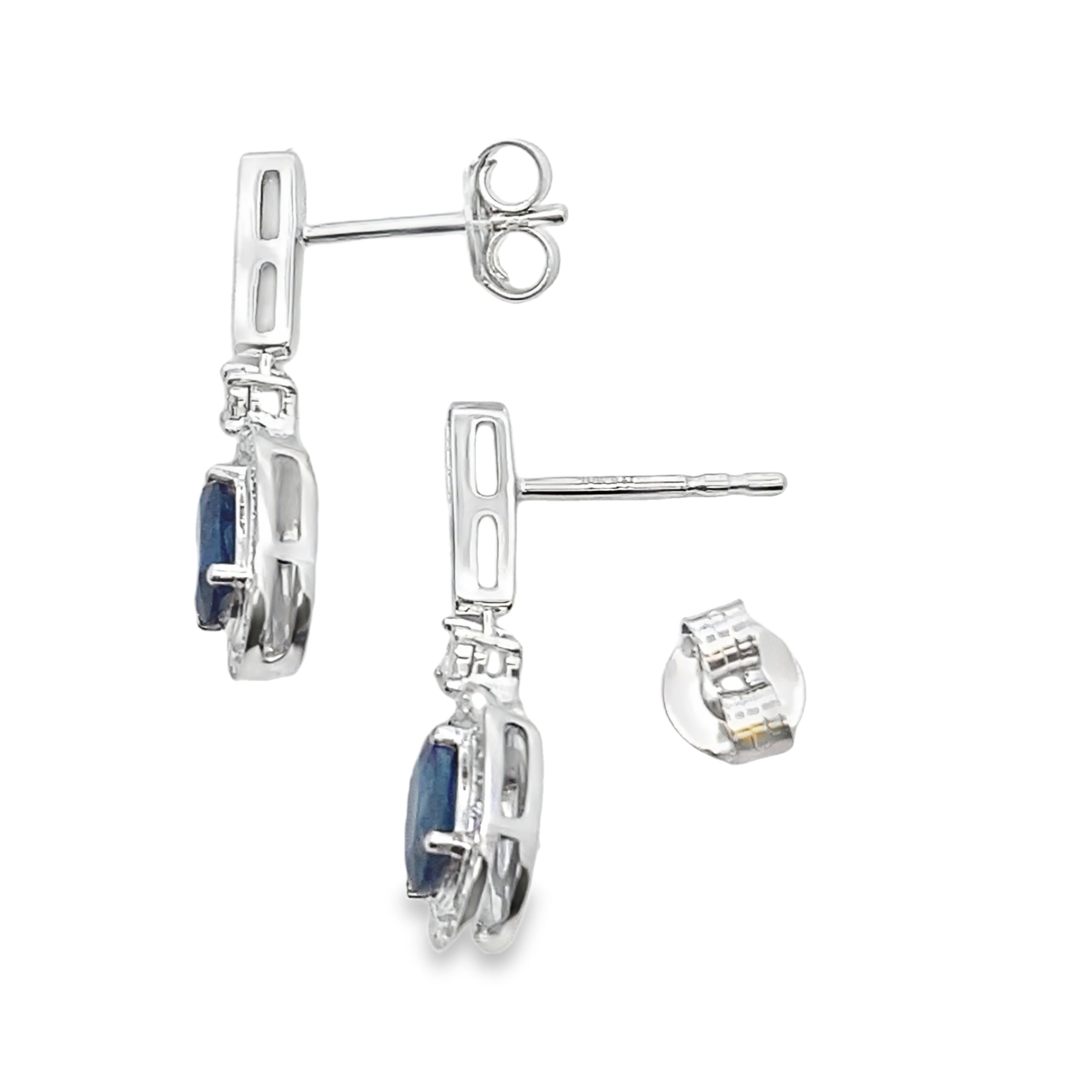1.40ct Sapphire Diamond Dangle Earrings 10KT White Gold by Bids.com