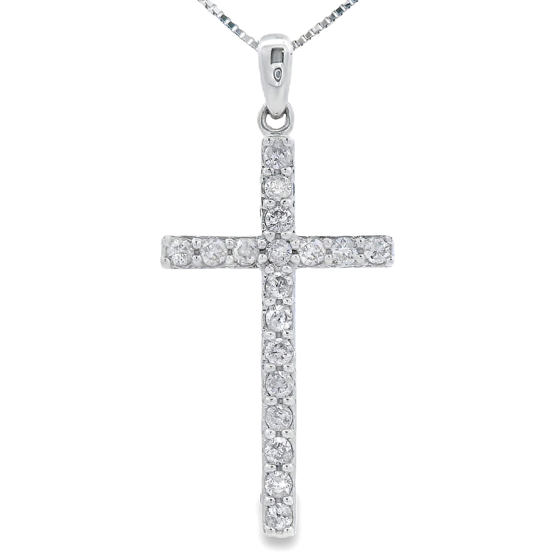 .25ct Diamond Cross Religious Pendant 14KT White Gold by Bids.com