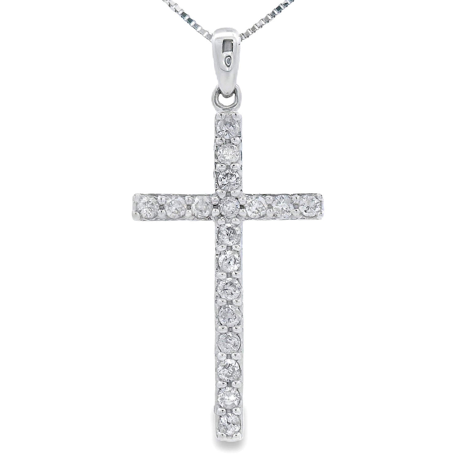 .25ct Diamond Cross Religious Pendant 14KT White Gold by Bids.com