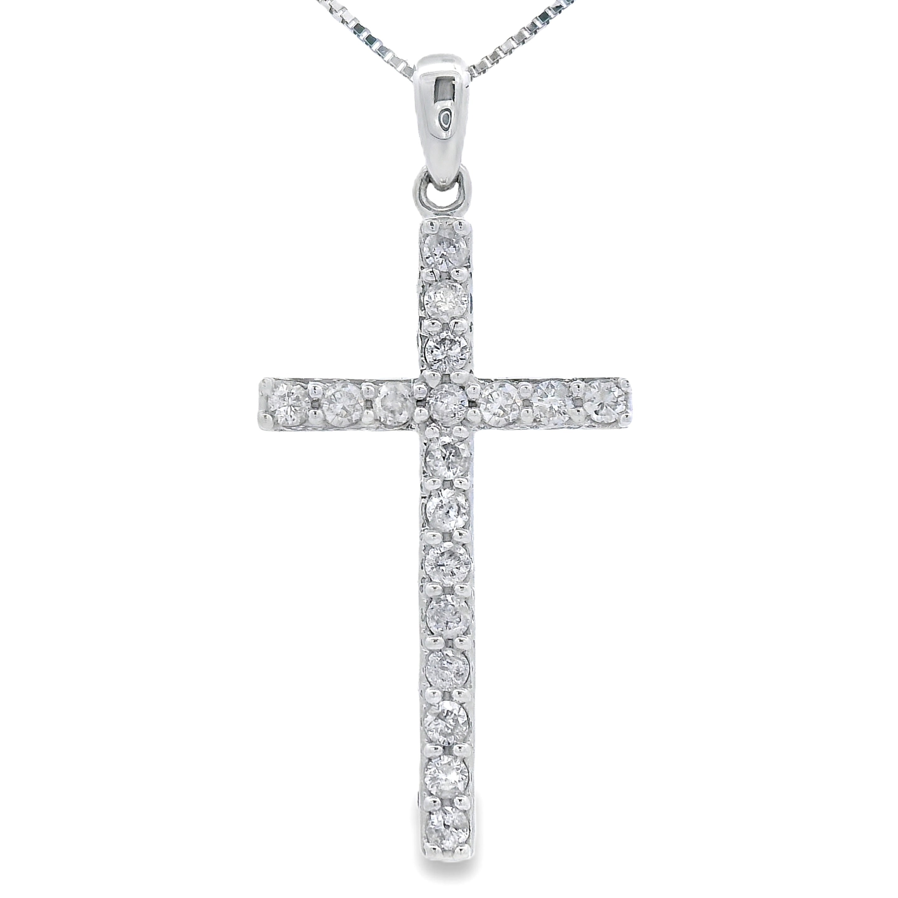 .25ct Diamond Cross Religious Pendant 14KT White Gold by Bids.com