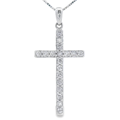 .25ct Diamond Cross Religious Pendant 14KT White Gold by Bids.com
