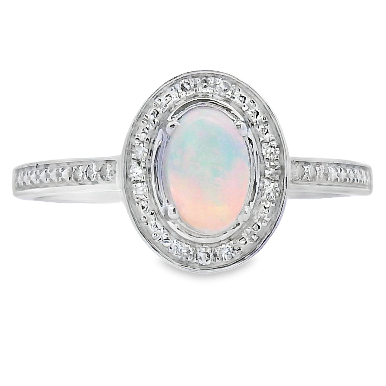 Genuine .36ct Opal Diamond Ring 10KT White Gold by Bids.com