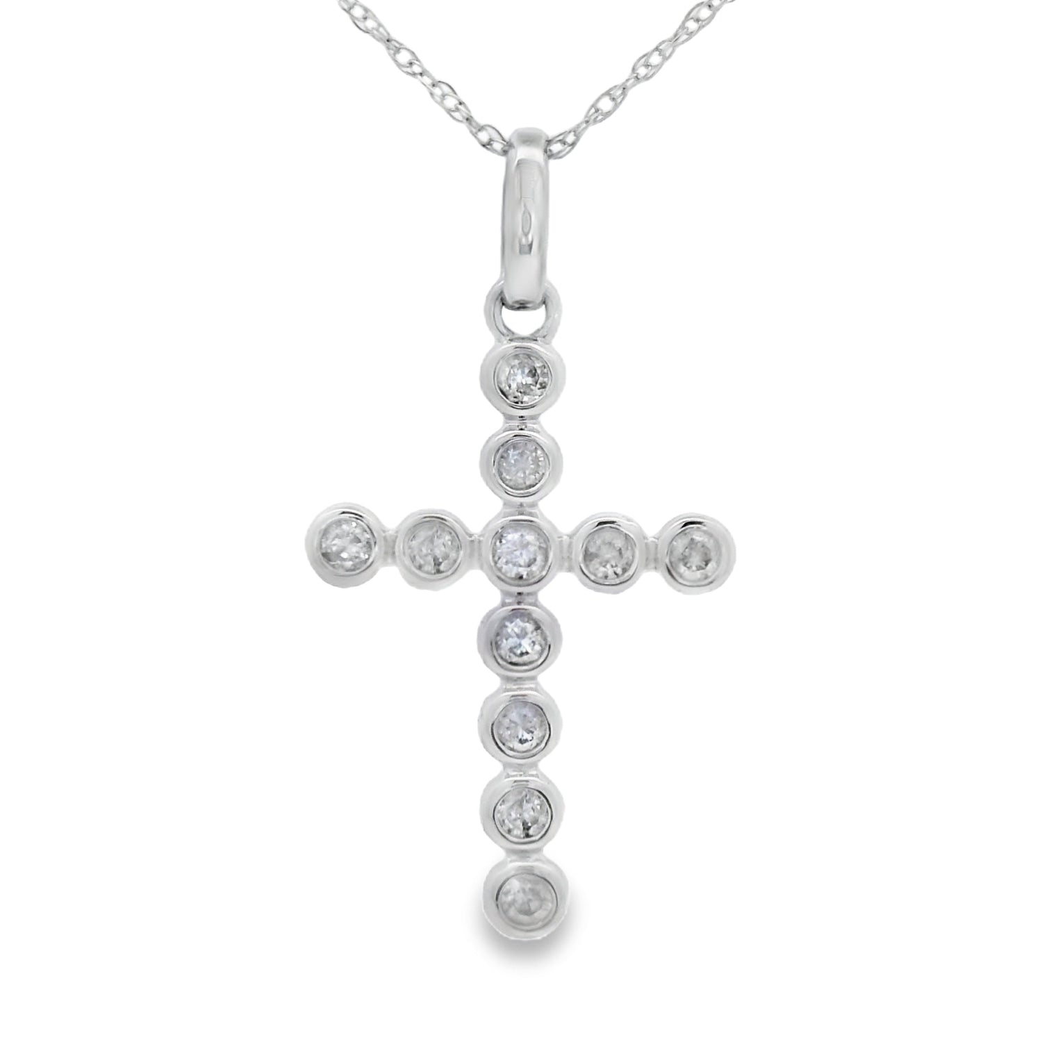 .20ct Diamond Cross Religious Pendant 14KT White Gold by Bids.com