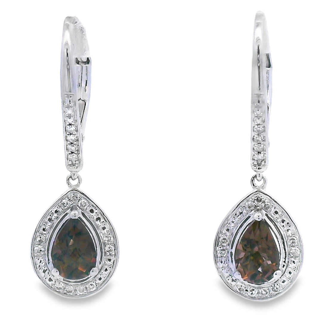 .87ct Quartz Diamond Dangle Earrings 10KT White Gold by Bids.com