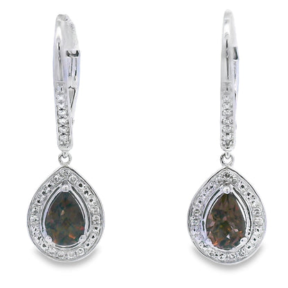 .87ct Quartz Diamond Dangle Earrings 10KT White Gold by Bids.com