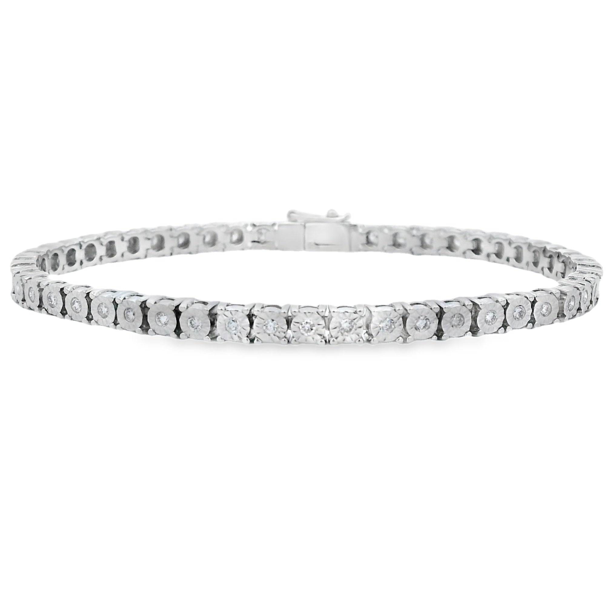 Lab Grown Diamond Tennis Bracelet Sterling Silver by Bids.com