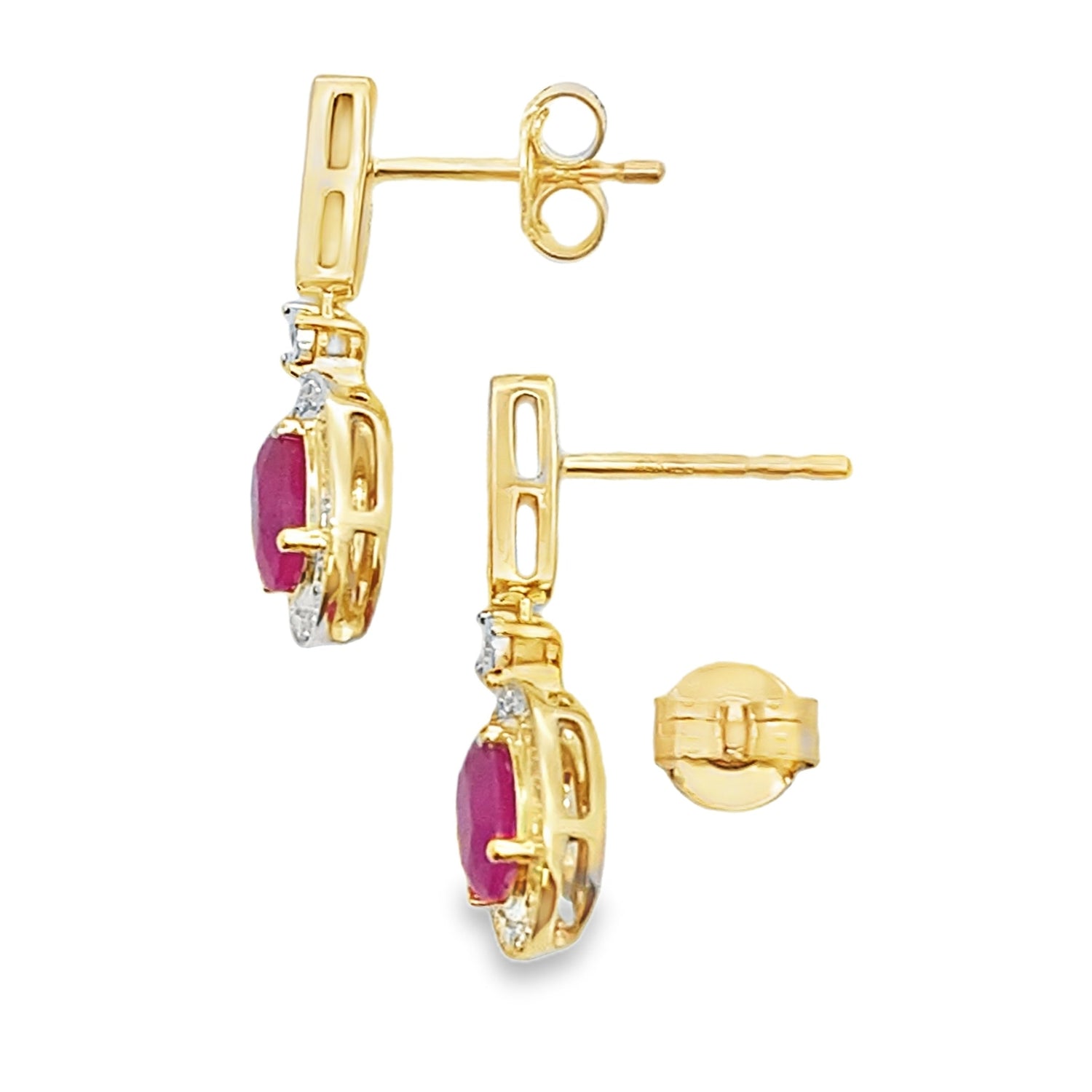 1.40ct Ruby Diamond Dangle Earrings 10KT Yellow Gold by Bids.com