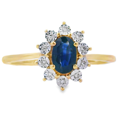 Genuine .63ct Sapphire Diamond Ring 10KT Yellow Gold by Bids.com