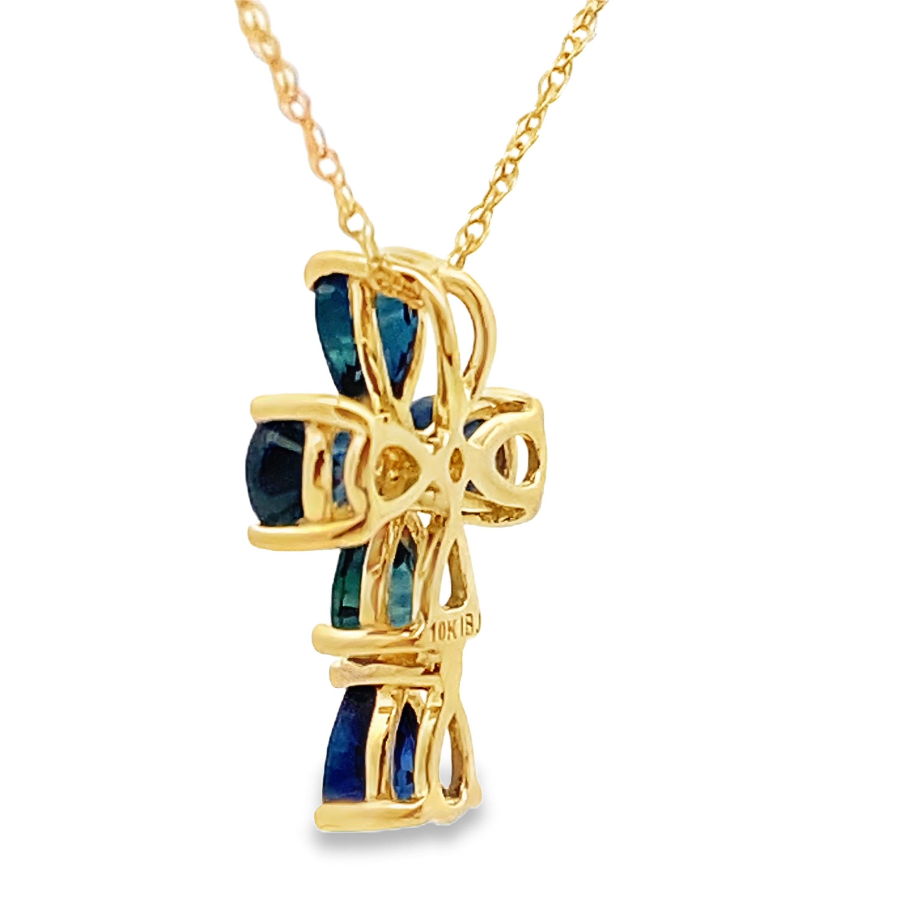 .82ct Sapphire Cross Religious Pendant 10KT Yellow Gold by Bids.com