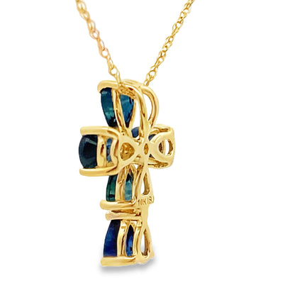 .82ct Sapphire Cross Religious Pendant 10KT Yellow Gold by Bids.com