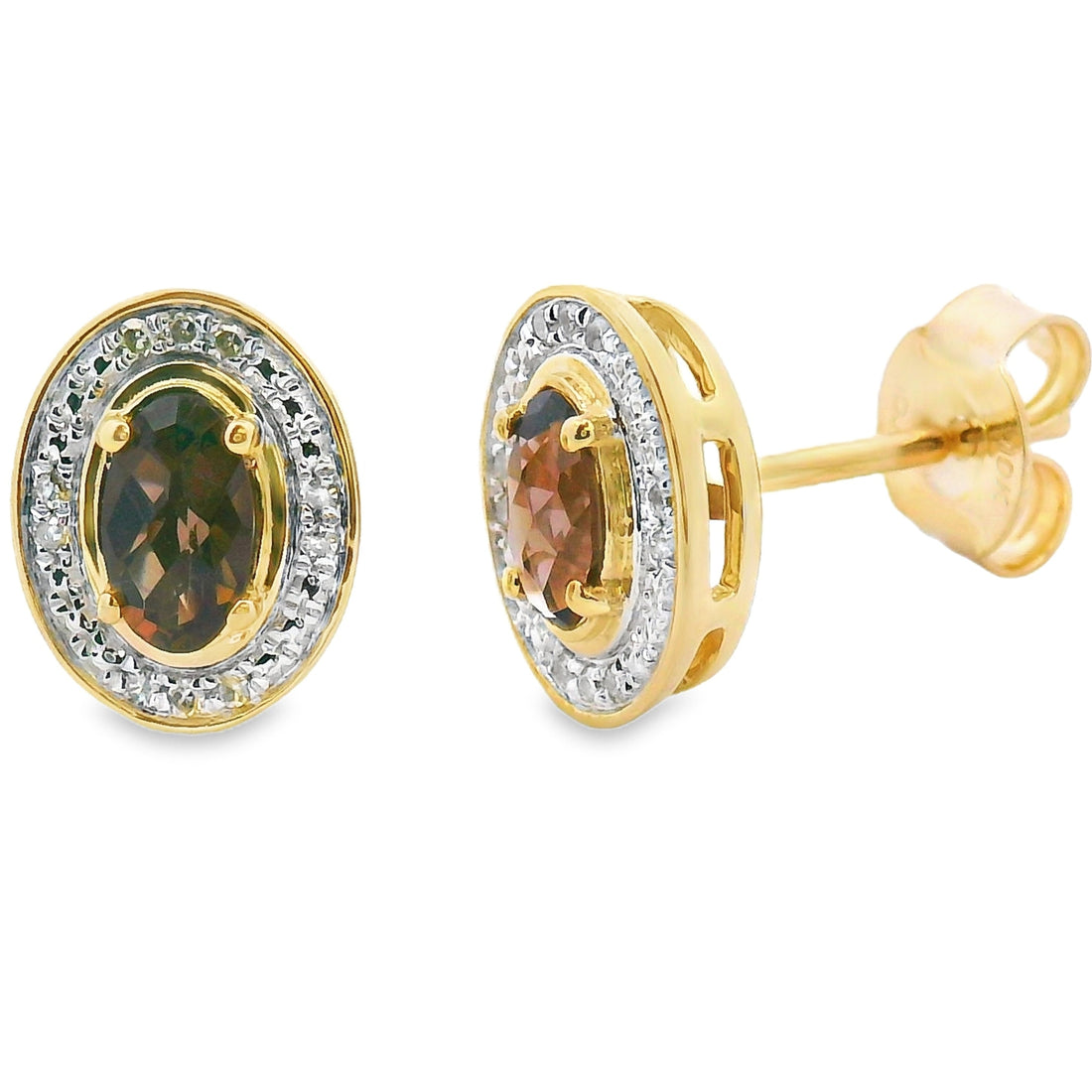 Natural .45ct Quartz Diamond Earrings 10KT Yellow Gold by Bids.com