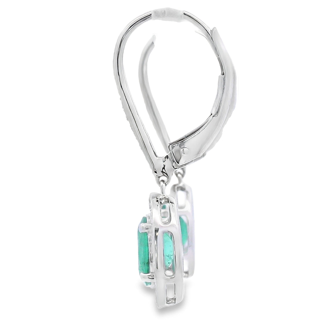 .90ct Emerald Diamond Dangle Earrings 10KT White Gold by Bids.com