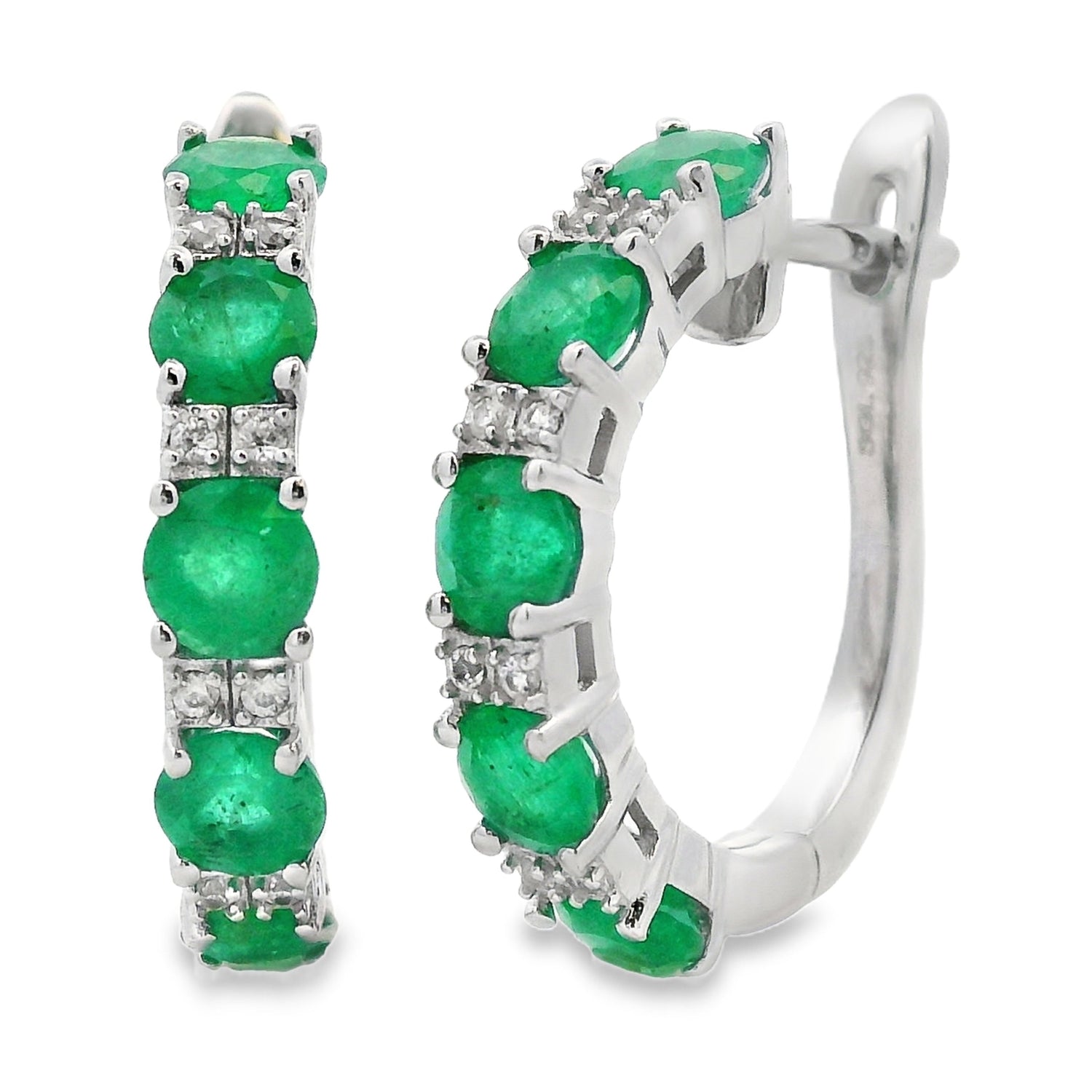 2.92ct Emerald Zircon Hoop Earrings Sterling Silver by Bids.com