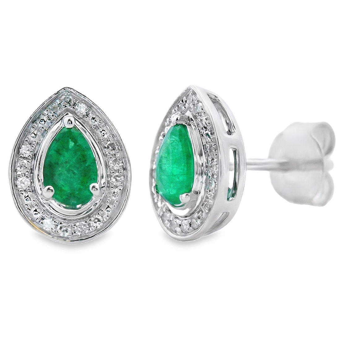.45ct Emerald Diamond Stud Earrings 10KT White Gold by Bids.com