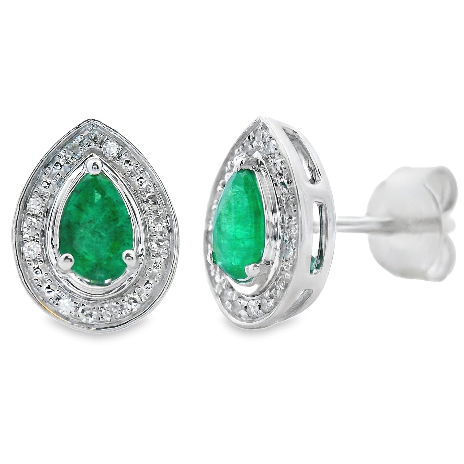 .45ct Emerald Diamond Stud Earrings 10KT White Gold by Bids.com