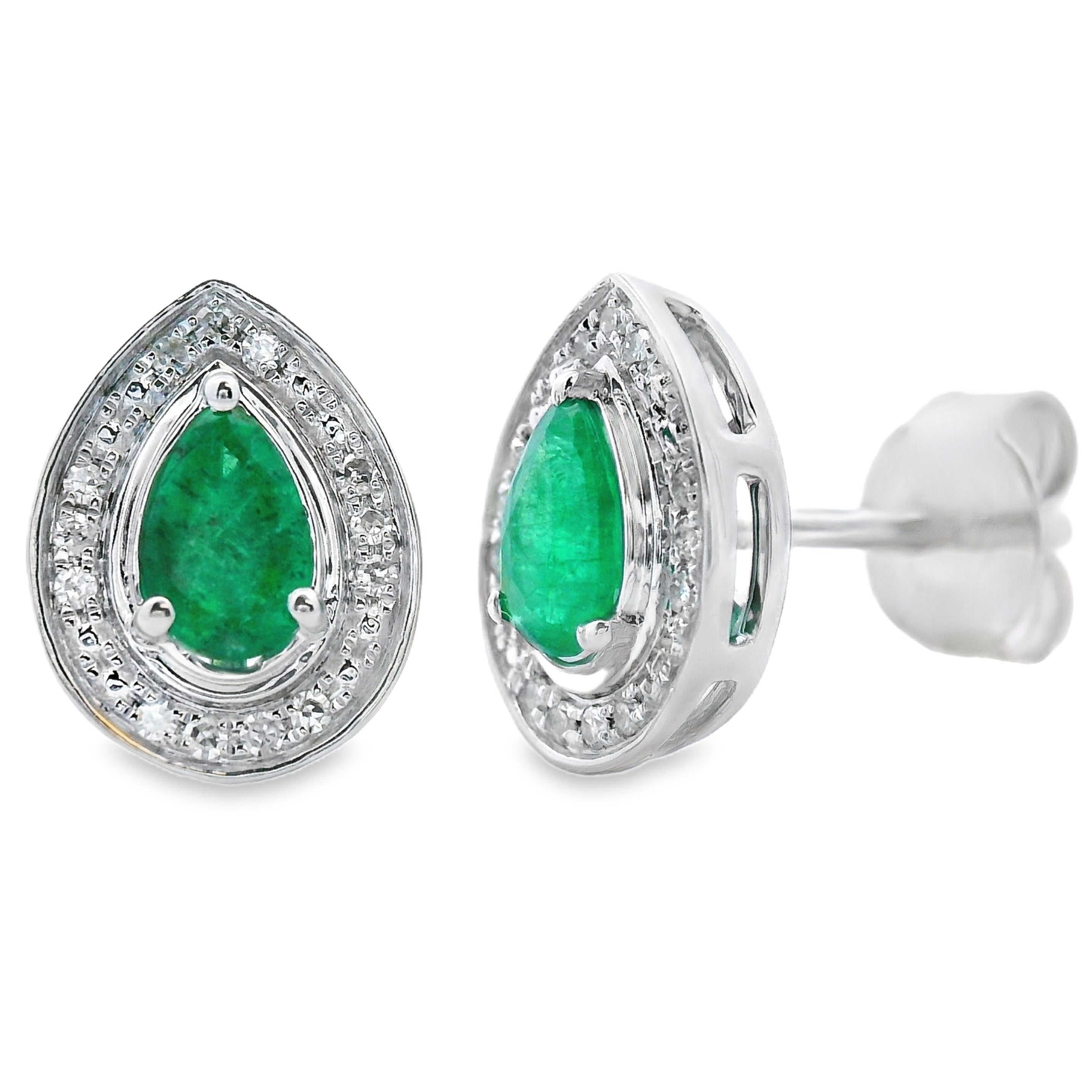 .45ct Emerald Diamond Stud Earrings 10KT White Gold by Bids.com