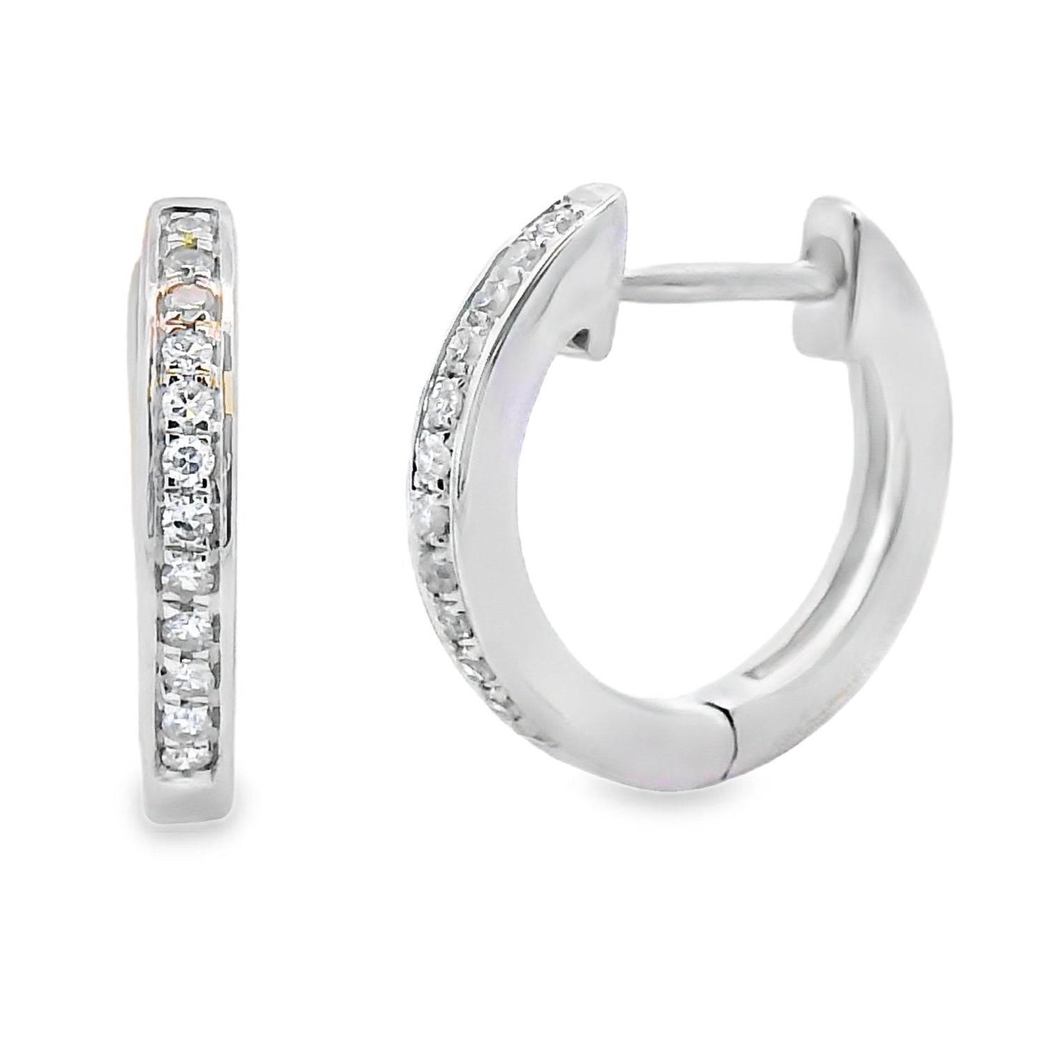 Genuine .08ct Diamond Hoop Earrings 10KT White Gold by Bids.com