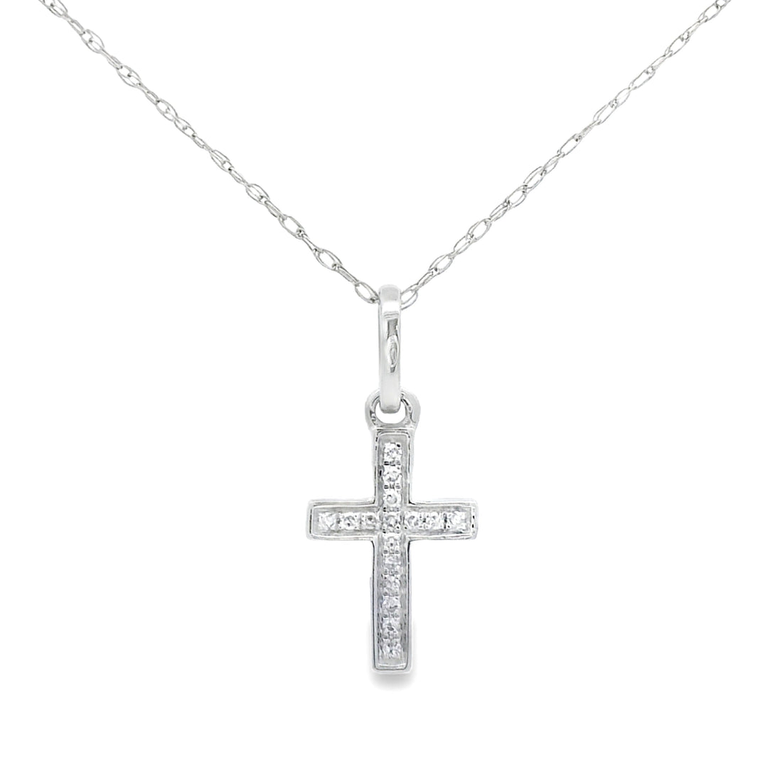 .05ct Diamond Cross Religious Pendant 14KT White Gold by Bids.com