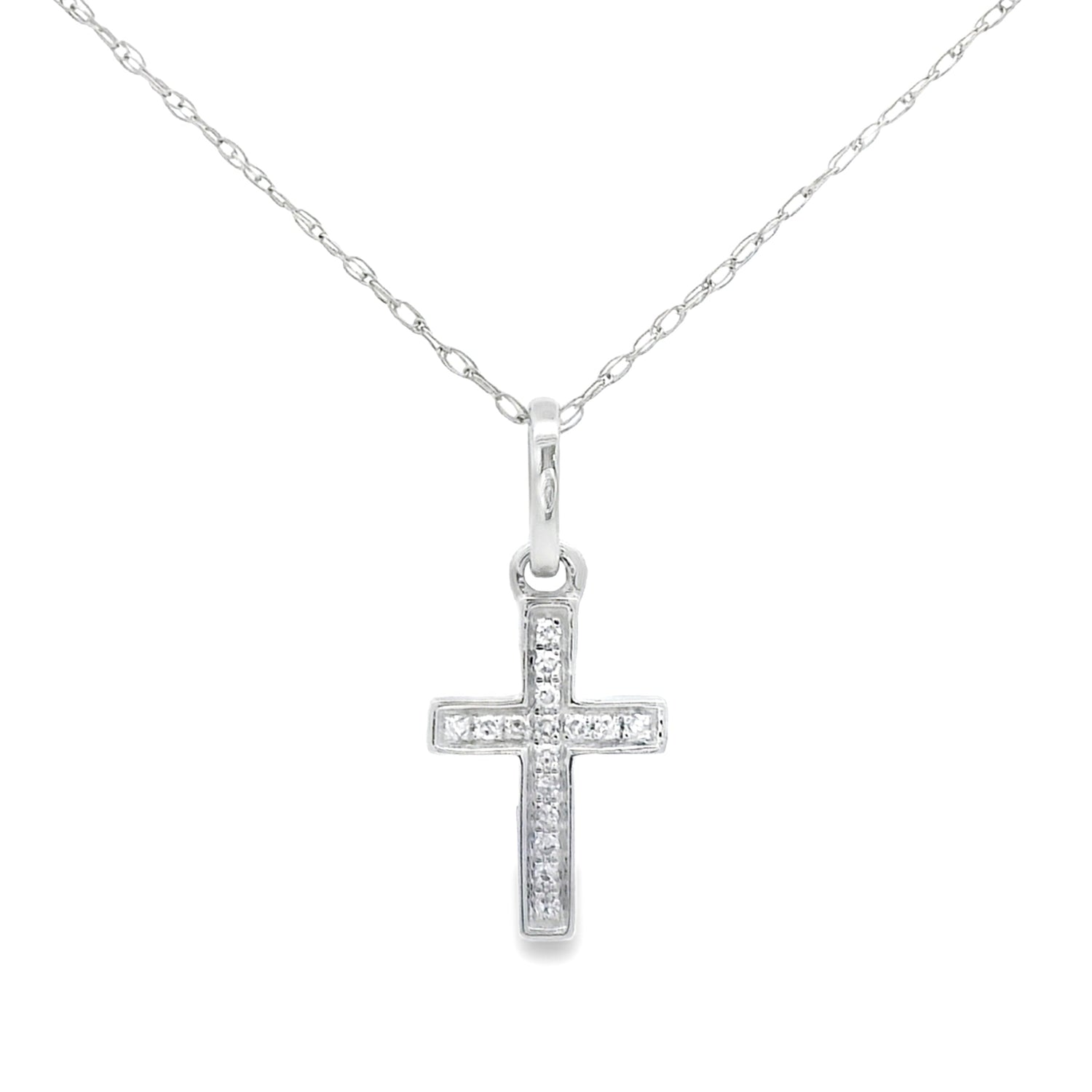 .05ct Diamond Cross Religious Pendant 14KT White Gold by Bids.com
